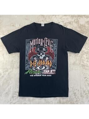 Motley Crue Poison Def Leppard Joan Jett Stadium Tour Shirt Men’s M Black 2022